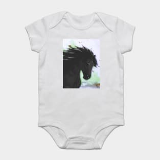 Horse Lovers Black Horse Baby Bodysuit